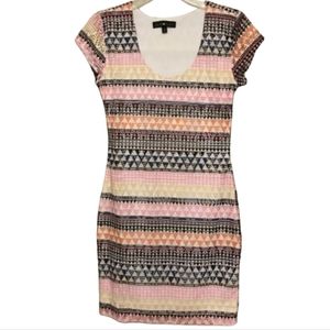 Derek Heart Tribal Boho Mini Mesh Dress S M NWOT Retro 2000's Y2K Club Dress